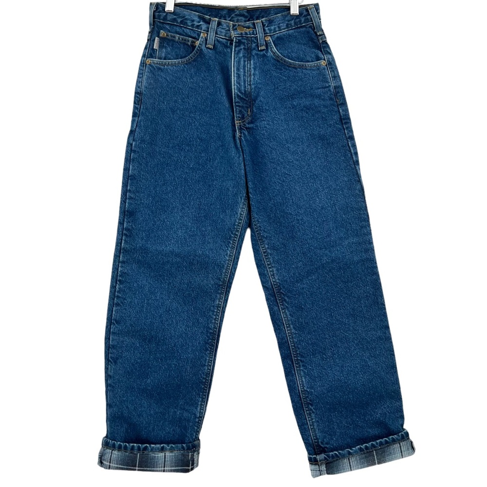 Carhartt 100% Cotton Relaxed Fit Straight-leg Flannel Lined Blue Denim Jeans